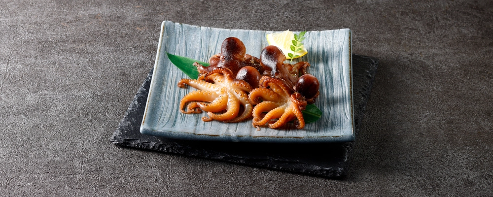 魚久のいいだこ粕漬、焼き上がりイメージ。いいだこの商品ページへ