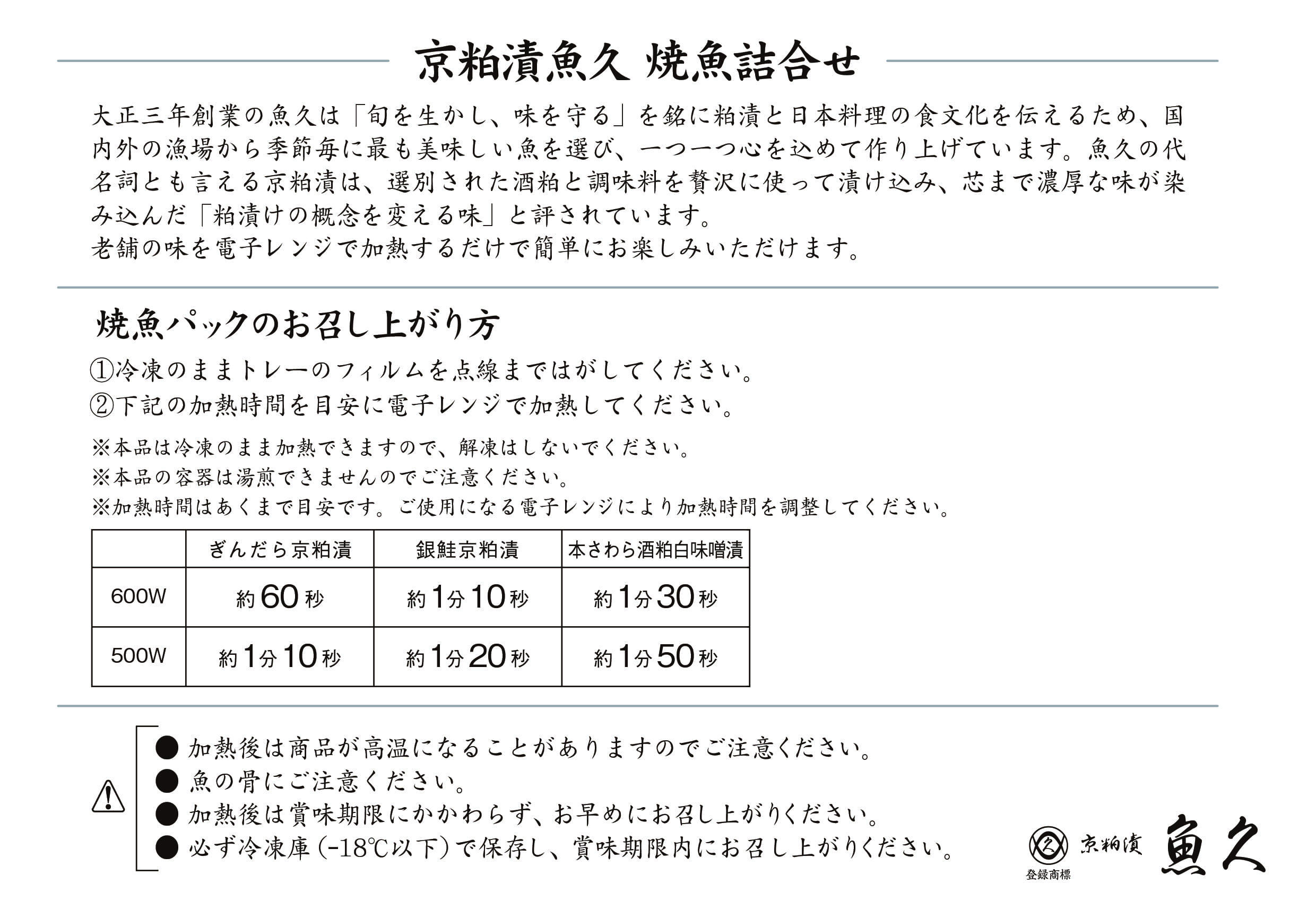 焼魚詰合せ食べ方